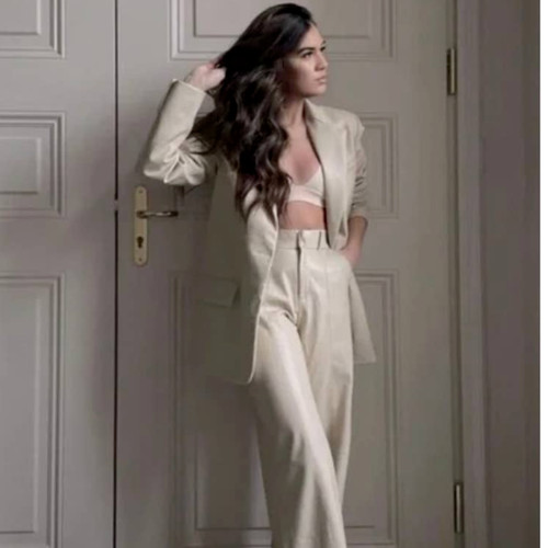 Zara blazer ecopelle beige - in,