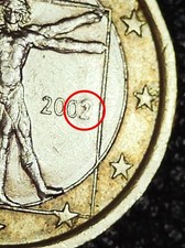 MONETA DA 1 EURO RARA ITALIA 2002 CON ERRORE DI CONIO, CIFRA 2 SOPRELEVATA 