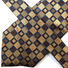 Cravatta uomo Bruno Piattelli, motivo a quadri oro marrone rosso blu, 100% seta