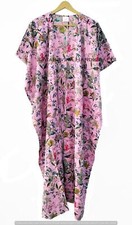 Abito Maxi Caftano Floral Rosa