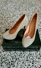 Scarpe eleganti argento donna decoltè decollete con plateau tacco alto a spillo 