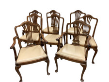 Gruppo di 6 antiche sedie inglesi in mogano con 2 capotavola Londra