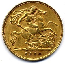 Great Britain UK - Edward VII - Gold Half Sovereign 1904 London mezza sterlina