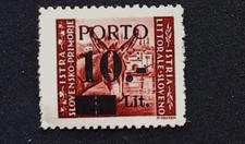 1941 bollo litorale sloveno 10/50 lire con tassello 1 porto uso segnatasse