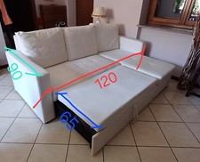 divano letto usato 3 posti con contenitore 