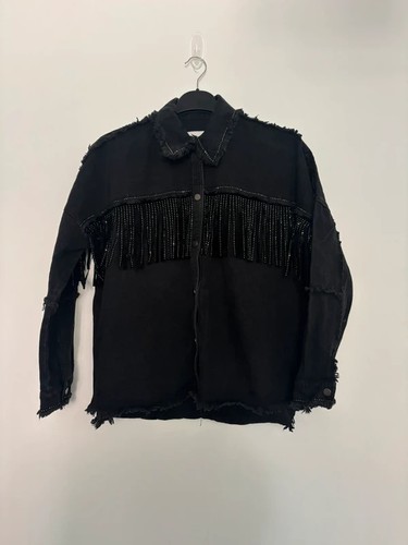 Giacca denim western nera zara - western,