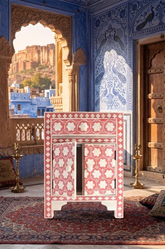 Comodino floreale rosa - floreale,