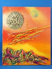 Dipinto Quadro Olio su tela Materico Astratto Astronomia Aldo Damioli Firmato