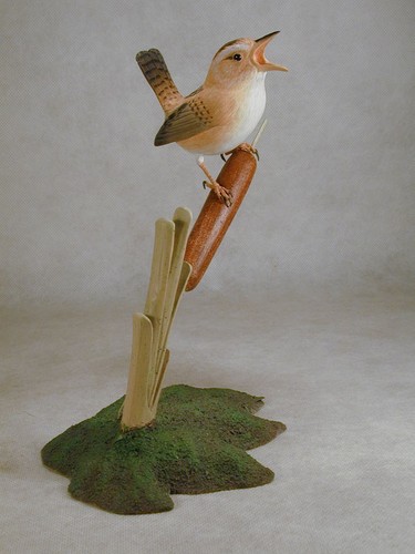 Marsh wren scultura legno - scultura,