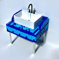 Miniatura Lavandino Lavabo Bagno Mosaico Scala 1/6 Casa Bambole Fatto A Mano