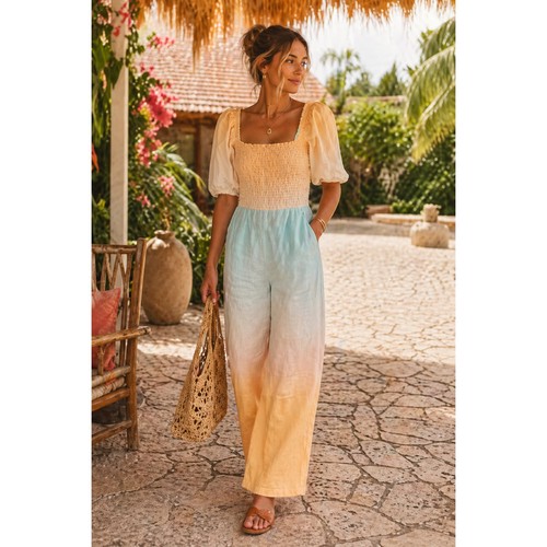 Tuta something navy ombre lino - ombre,