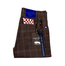 Jacob Cohen J610 Lana MISTO CASHMERE Uomo 5 Pocket Jeans Hose Braun Blu Quadri
