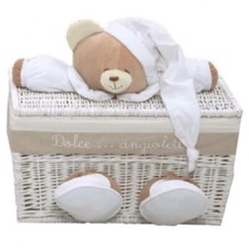 NANAN Baule in Vimini con Peluche 61 x 34 x 32 cm Bianco Tato Piccolo 39003P