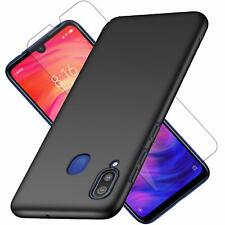 COVER CUSTODIA + PELLICOLA VETRO TEMPERATO PER XIAOMI REDMI NOTE 7 NERO OPACO