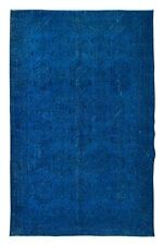 6.6x10.2 Ft Modern Blue Handmade Area Rug, Turkish Carpet, Woolen Floor Covering