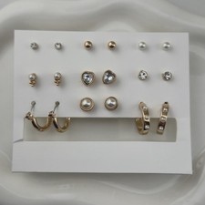 Gold Tone Stud & Hoop Earring