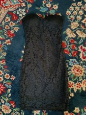 Mini abito donna pizzo nero, IT 38, EU 36, scollato, foderato, cerniera