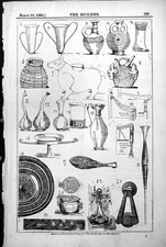 Stampa Artistica Manifattura Spiriti Bicchiere Terracotta Vaso Bottiglie Perian1888