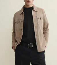 Giacca Camicia Pelle Beige