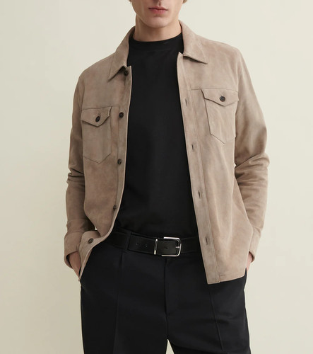Giacca camicia pelle beige - camicia,