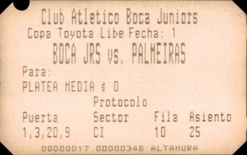 Biglietto stadio boca jrs - biglietto,