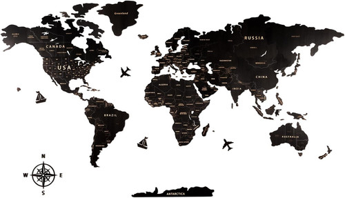 Mappa del mondo legno - legno, da