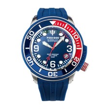 Orologio POSEIDON-24 KIENZLE UP-704 45 mm Diver Blu Rosso Acciaio Silicon 15atm