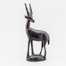 Statua arte africana - vintage 1950 - legno ebano antilope gazzella impala