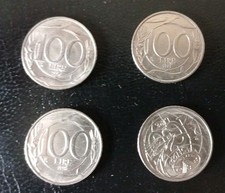 100 lire turrita ITALIA - 4 monete 1993, 1995 FAO, 1996, 1998 circolate SPL