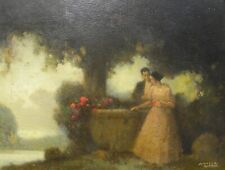 Venanzio Zolla (Colchester 1880 – Torino 1961) Innamorati in un parco Olio 33x43