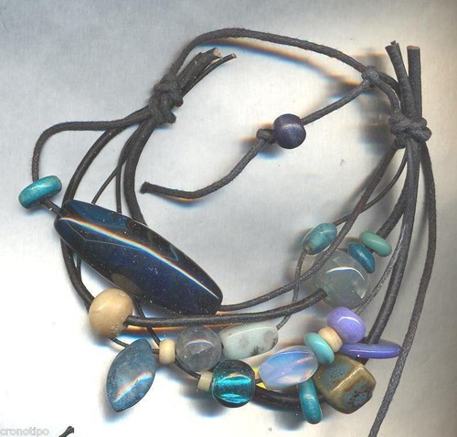 Bracciale cuoio agata - ,, vetro