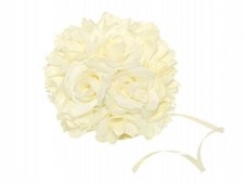 3 PEZZI Sfera palla fiori finti CREMA 17 cm decorazione matrimonio feste 0ECN