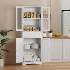 Armadietto da Cucina, Mobile bagno con 2 Armadi e 2 Cassetti, Mobile Cucina con 