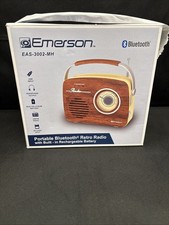 Emerson Radio Retrò Portatile con Batteria Ricaricabile Integrata BT Ingresso USB/AUX