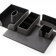 SERVIZIO DA SCRITTOIO UNO SPECCHIO 6 PZ 50X35 CM IN SEMILPELLE NERO - INTEMPO