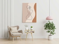 STAMPA SU TELA NORDICO SCANDINAVO ASTRATTO DONNA NUDA LINEE QUADRI MODERNI T224