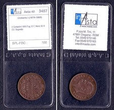 5 Centesimi 1895 Umberto I° – RaRa Periziata SPL FDC