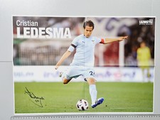 POSTER CRISTIAN LEDESMA + AUTOGRAFO LAZIO STYLE ORIGINALE NUOVO MAI ATTACCATO