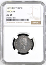1826 Stati Italiani Toscana Fiorino, NGC AU-55, KM-C-72, Italia