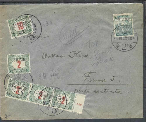 1922 6filler busta fiume - busta, da