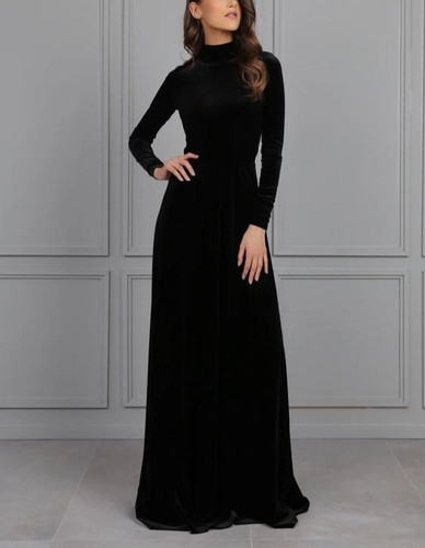 Moda collo alto velluto nero - collo,