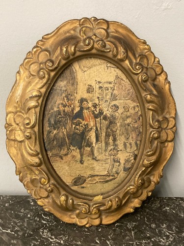Antico dipinto ovale - dipinto, napoleone