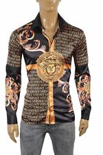 Versace Medusa Camicia Uomo Abito, Manica Lunga, Stampa Oro e Nero, Taglia Media