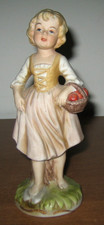Statuina CAPODIMONTE in ceramica Ragazza con cesto di frutta - statua vintage