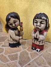 2  Sculture Antichi Angeli In Legno Intagliato Rivestiti In Gesso Presepe Natale