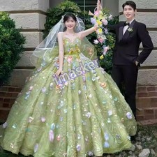 Abito da sposa da viaggio coreano matrimonio fiori fata francese colore verde abito a rete