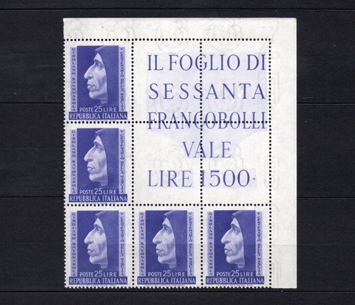 Italia 1952 blocco angolare - italia**,