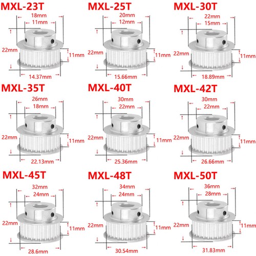 Puleggia dentata mxl - mxl, passo