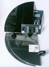 3 MENSOLE vetro ANGOLARI arrotondate SUPPORTI DURALINE metallo Nero SATINATO 