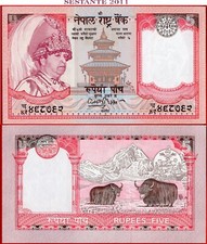 NEPAL 5 RUPIE nd 2005 2006 P 53a UNC spedizione gratuita da 100€